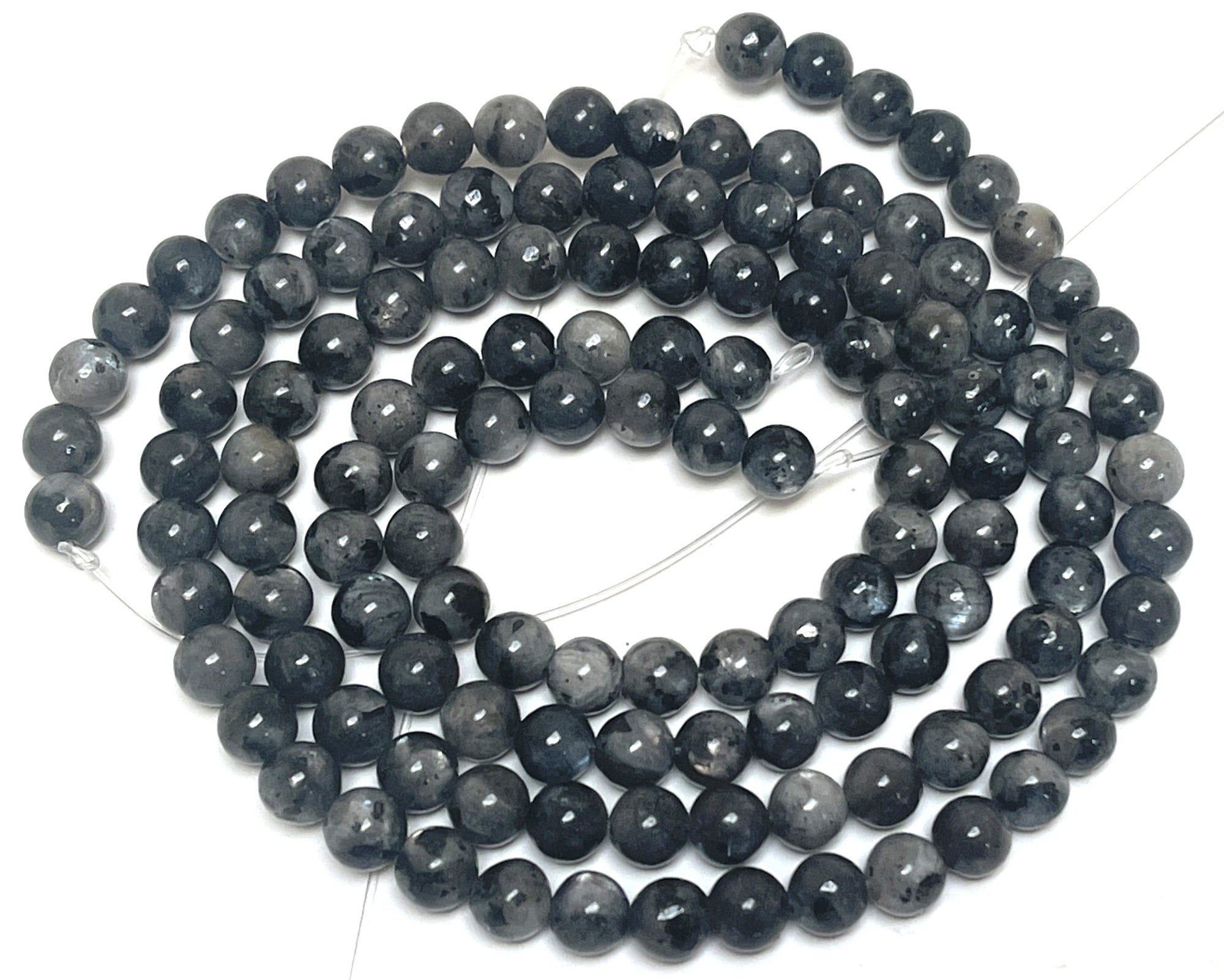 Black Labradorite Larvikite 6mm round natural gemstone beads 15" strand