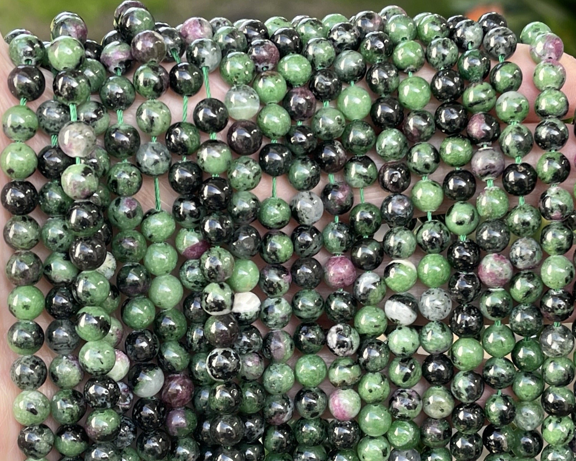 Ruby Zoisite 6mm round natural gemstone beads 15.5" strand - Oz Beads 