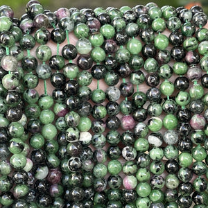 Ruby Zoisite 6mm round natural gemstone beads 15.5" strand - Oz Beads 