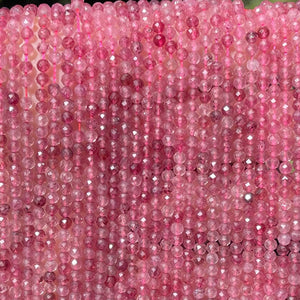 Strawberry Quartz 3mm faceted round natural gemstone beads 15.5" strand - Oz Beads 