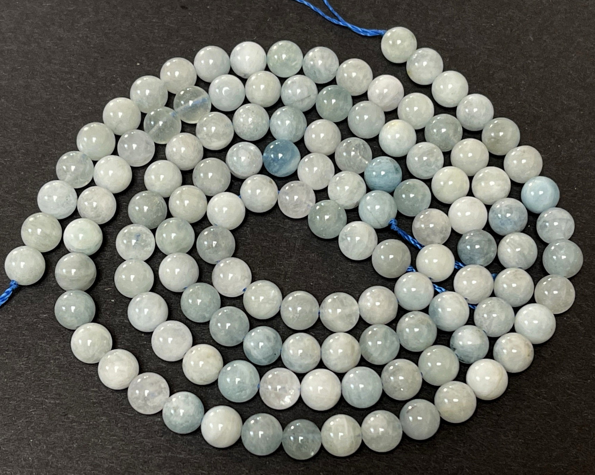 Aquamarine 6mm round natural gemstone beads 15.5" strand