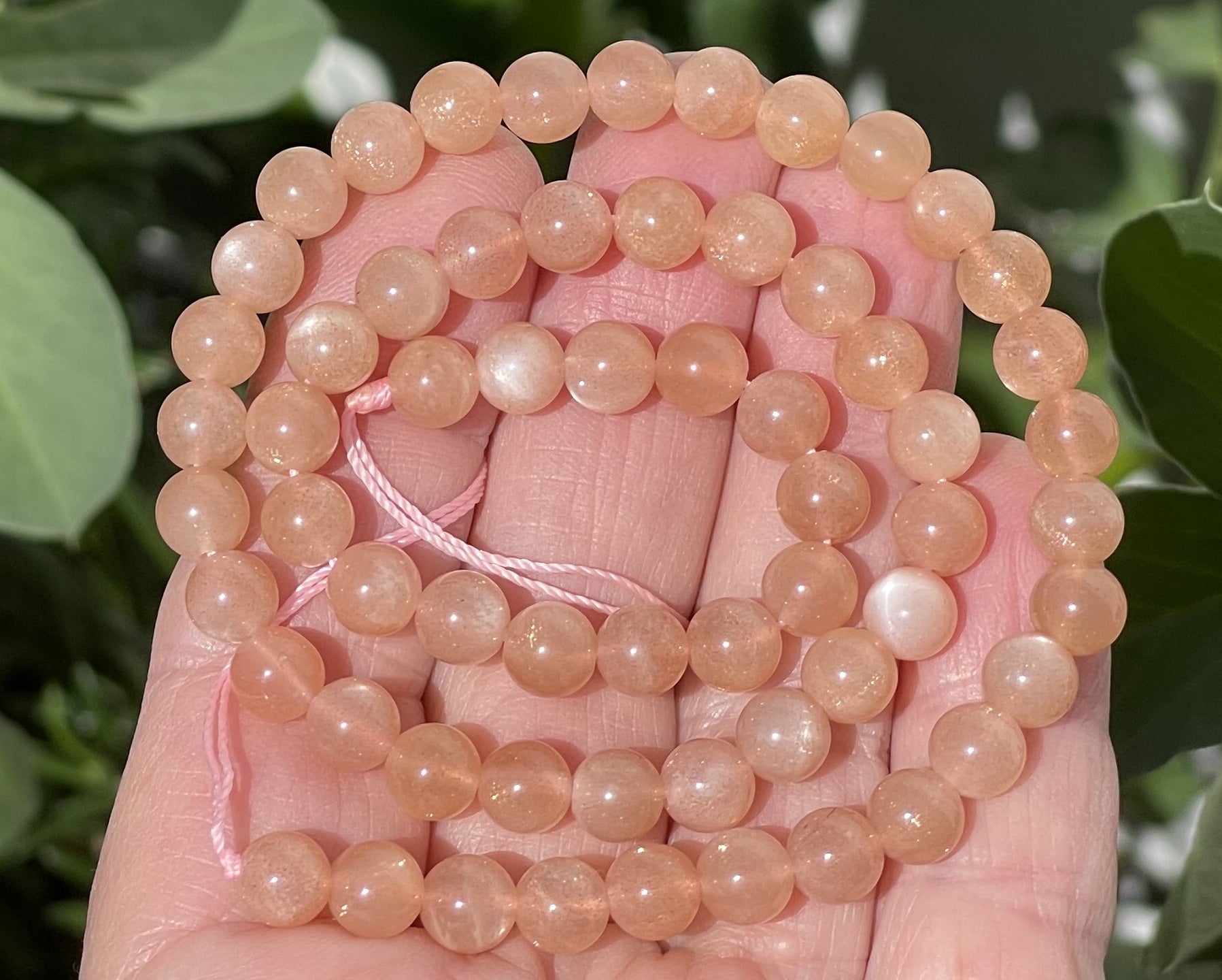 Orange Sunstone 6mm round natural gemstone beads 15.5" strand