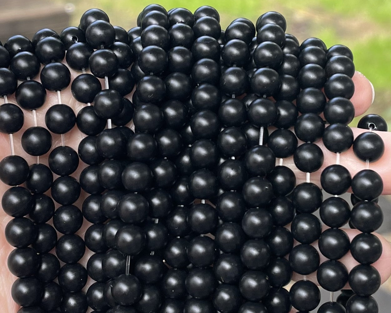 Black Onyx matte oiled 8mm round gemstone beads 15" strand