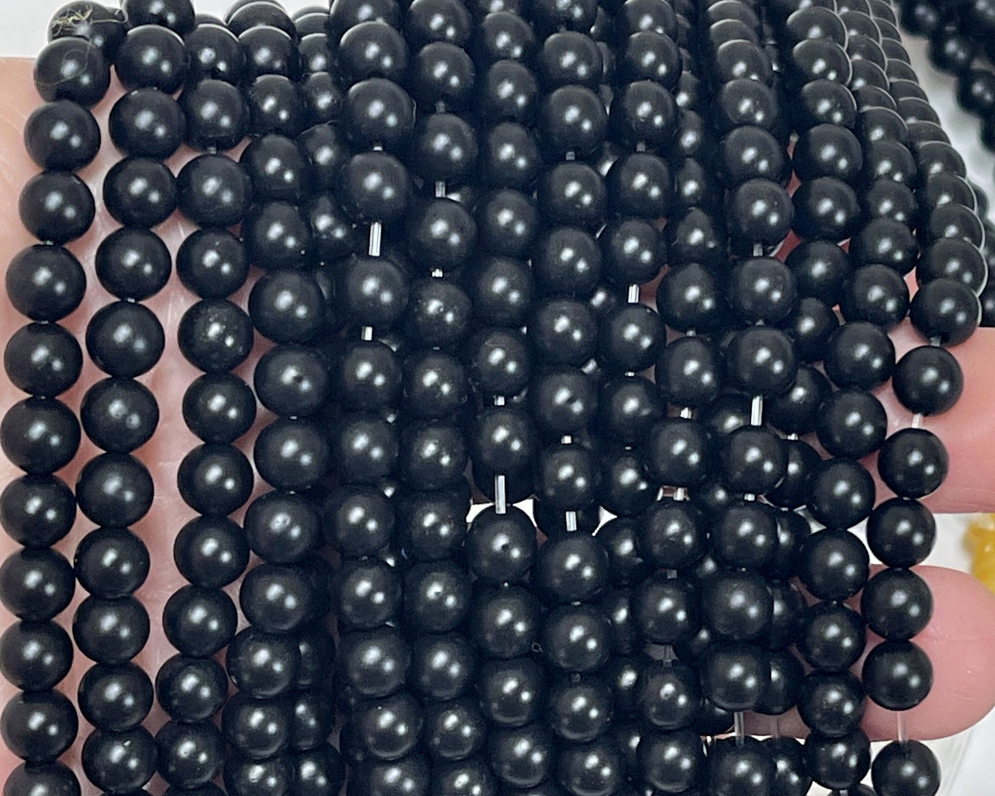 Black Onyx matte oiled 6mm round gemstone beads 16" strand