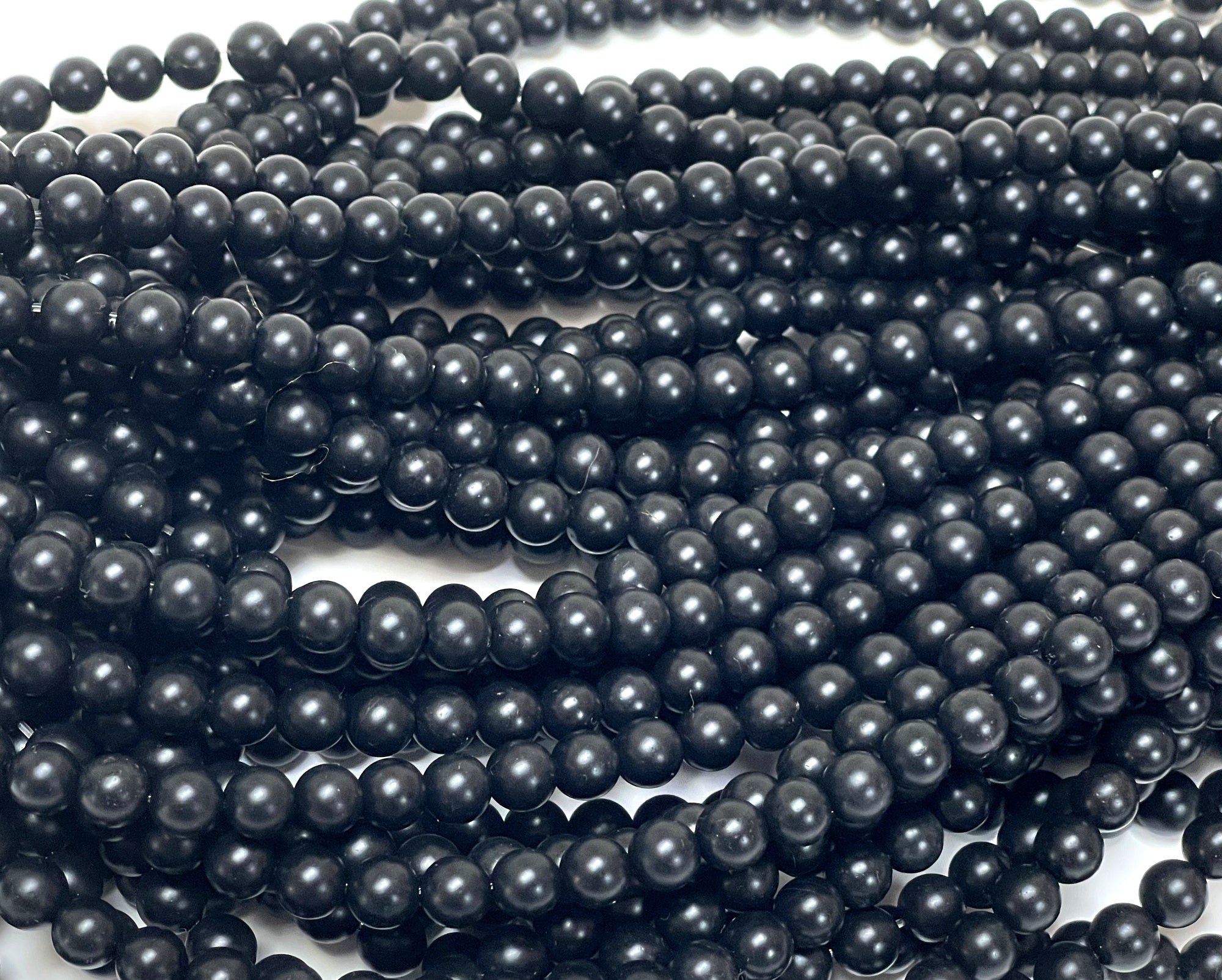 Black Onyx matte oiled 6mm round gemstone beads 16" strand