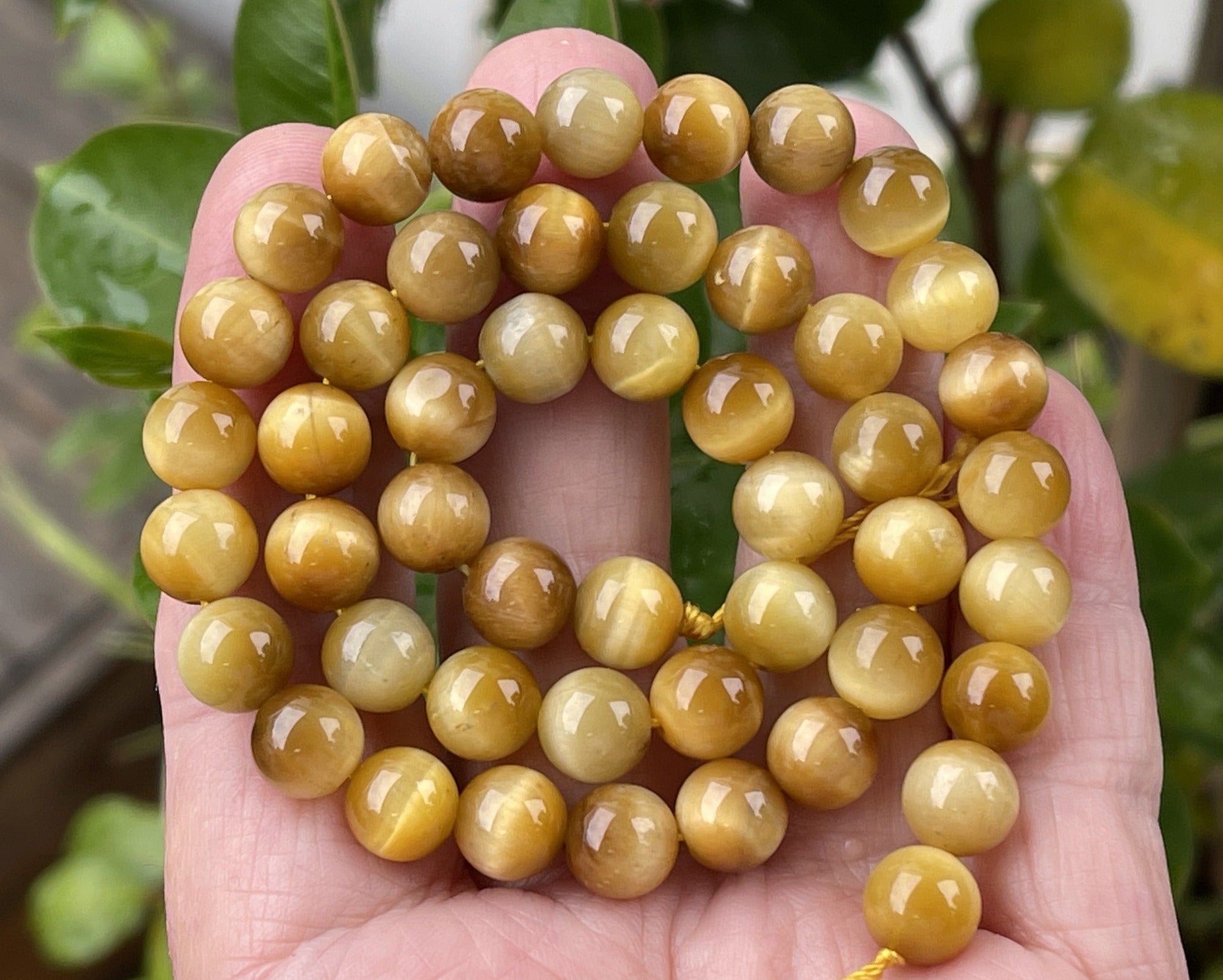 Golden Tiger Eye 8mm round gemstone beads 15.5" strand - Oz Beads 