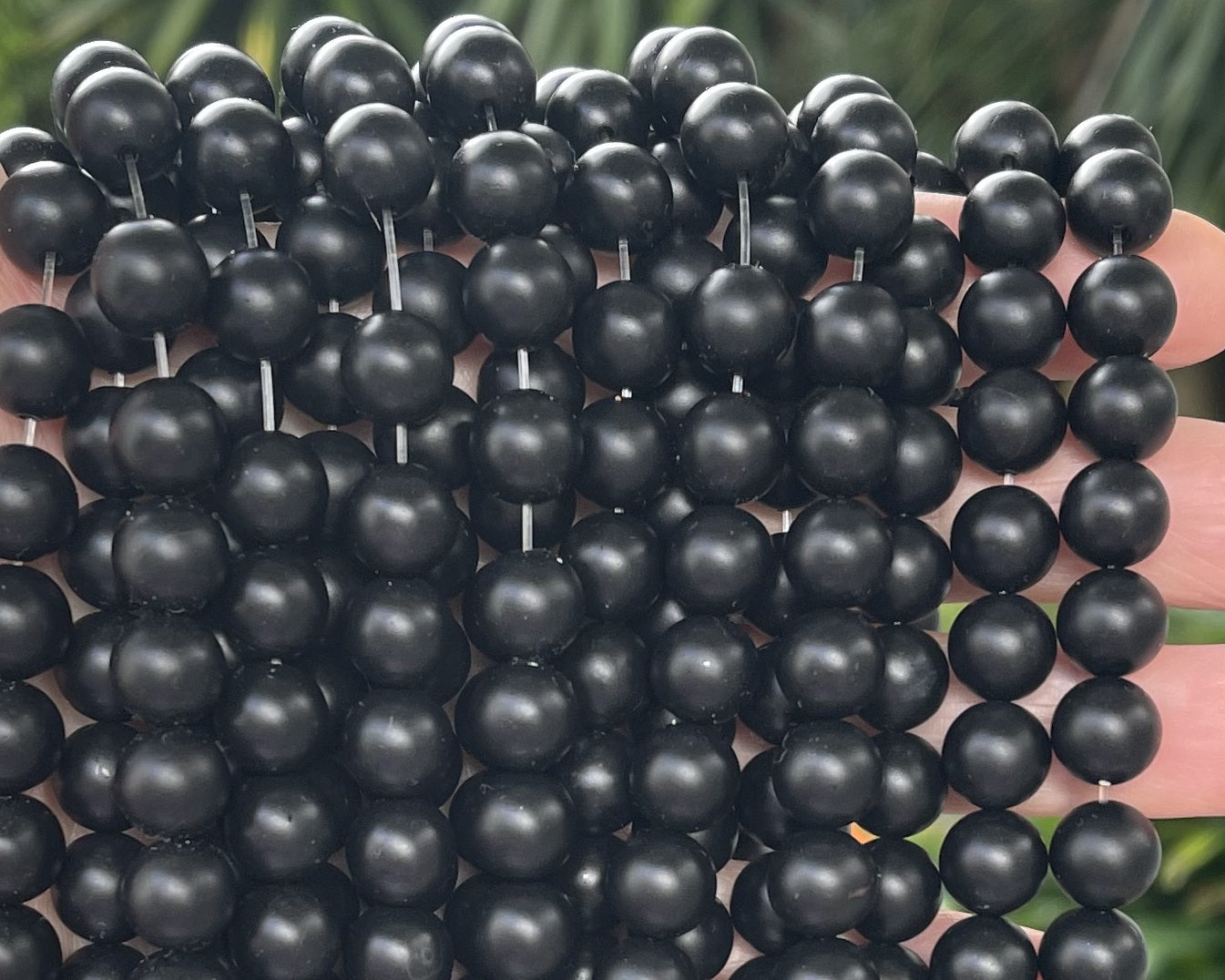 Black Onyx matte oiled 10mm round gemstone beads 15" strand