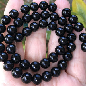 Black Onyx 8mm round polished gemstone beads 15.5" strand - Oz Beads 