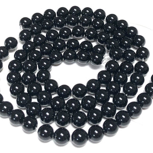 Black Onyx 8mm round polished gemstone beads 15.5" strand - Oz Beads 