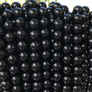 Black Onyx 10mm round polished gemstone beads 15" strand - Oz Beads 