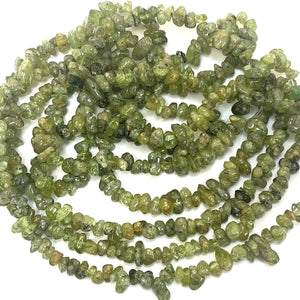 Peridot chip beads natural gemstone chips 33" strand - Oz Beads 