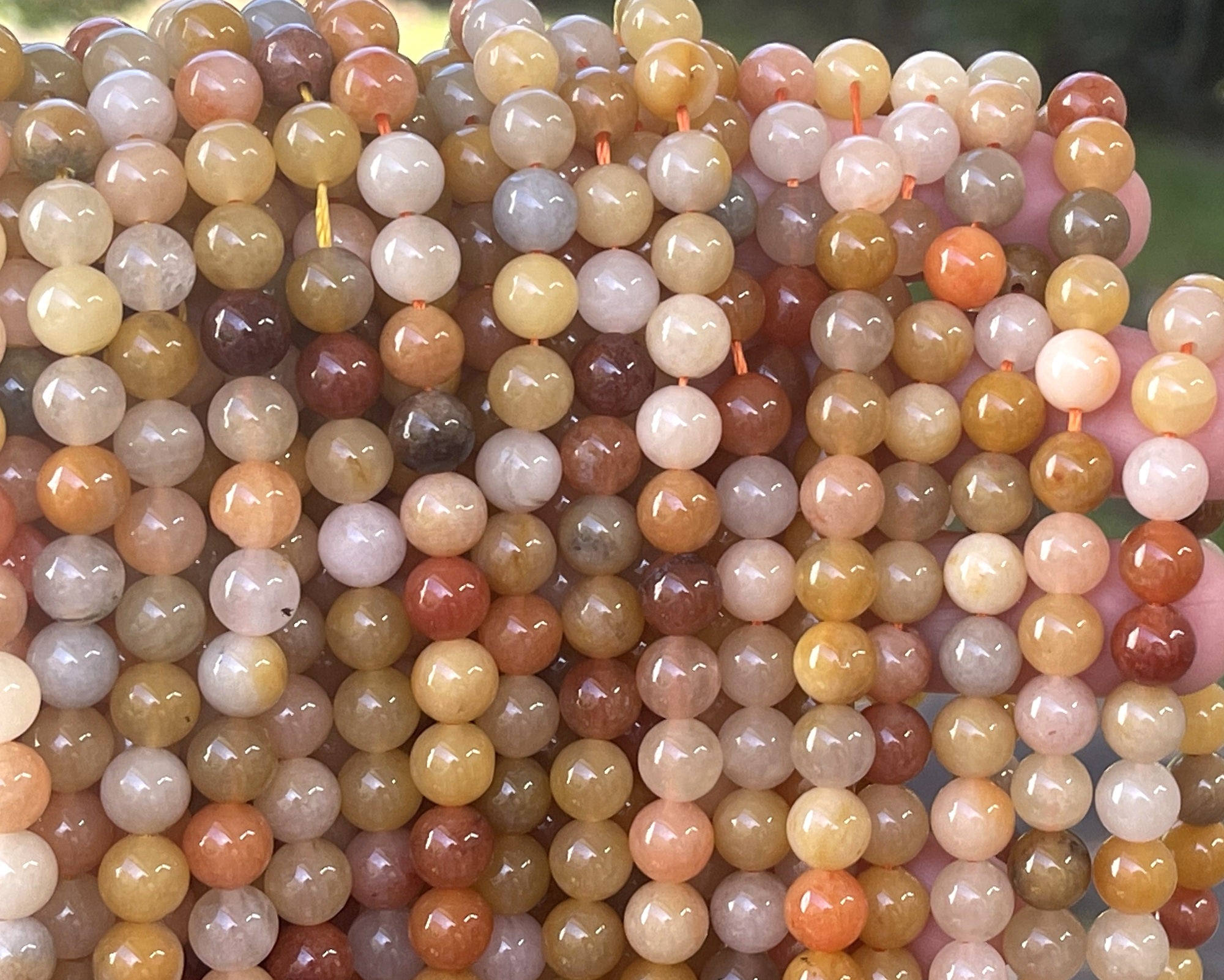 Multicolor Jade 8mm round natural gemstone beads 15.5" strand - Oz Beads 