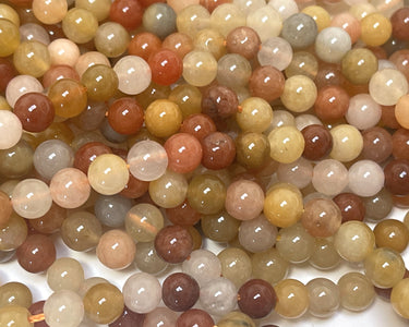 Multicolor Jade 6mm round natural gemstone beads 15" strand - Oz Beads 