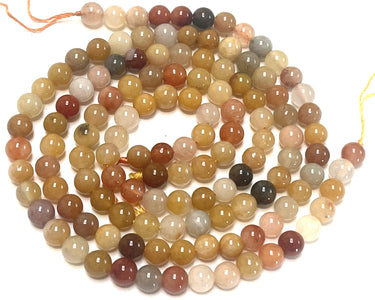 Multicolor Jade 6mm round natural gemstone beads 15" strand - Oz Beads 