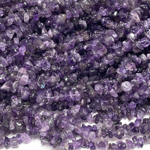 Amethyst chip beads natural gemstone chips 32" strand - Oz Beads 