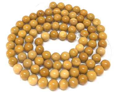 Yellow Mookaite Jasper 8mm round natural gemstone beads 15" strand - Oz Beads 