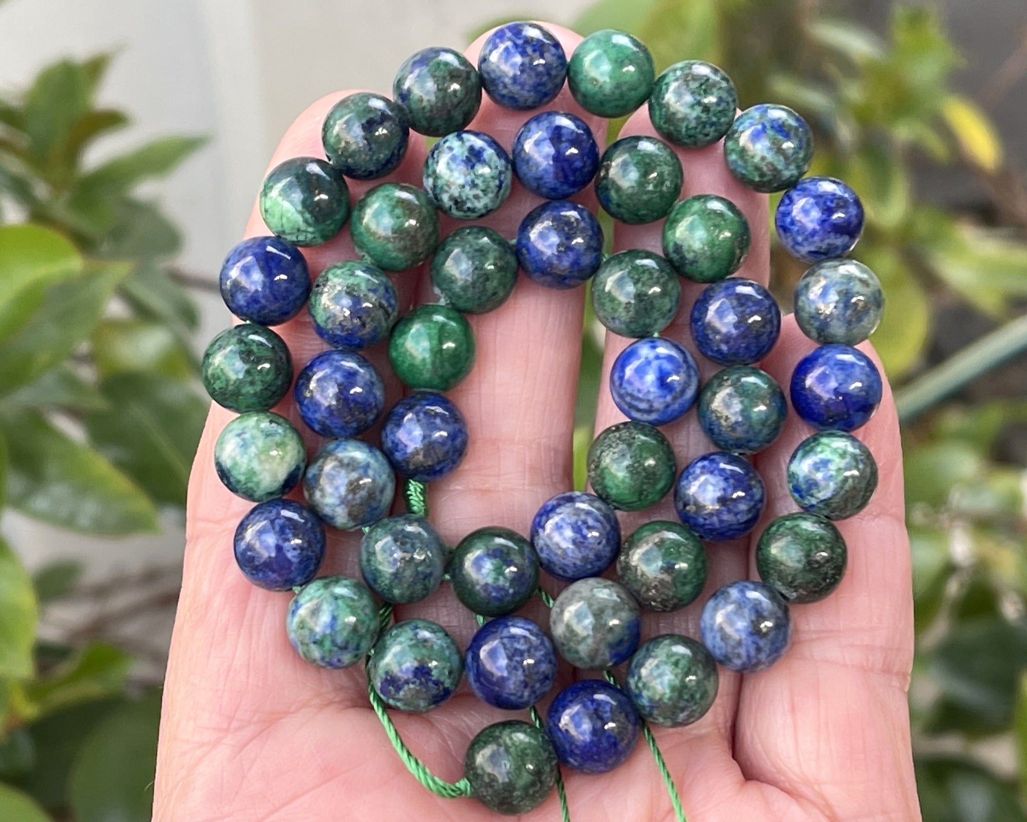 Chrysocolla Lapis Lazuli 8mm round polished beads 15.5" strand - Oz Beads 