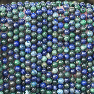 Chrysocolla Lapis Lazuli 6mm round polished beads 15.5" strand - Oz Beads 
