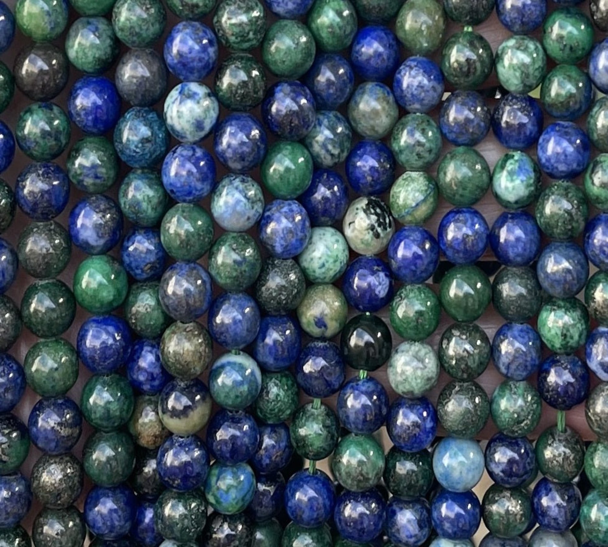 Chrysocolla Lapis Lazuli 6mm round polished beads 15.5" strand - Oz Beads 