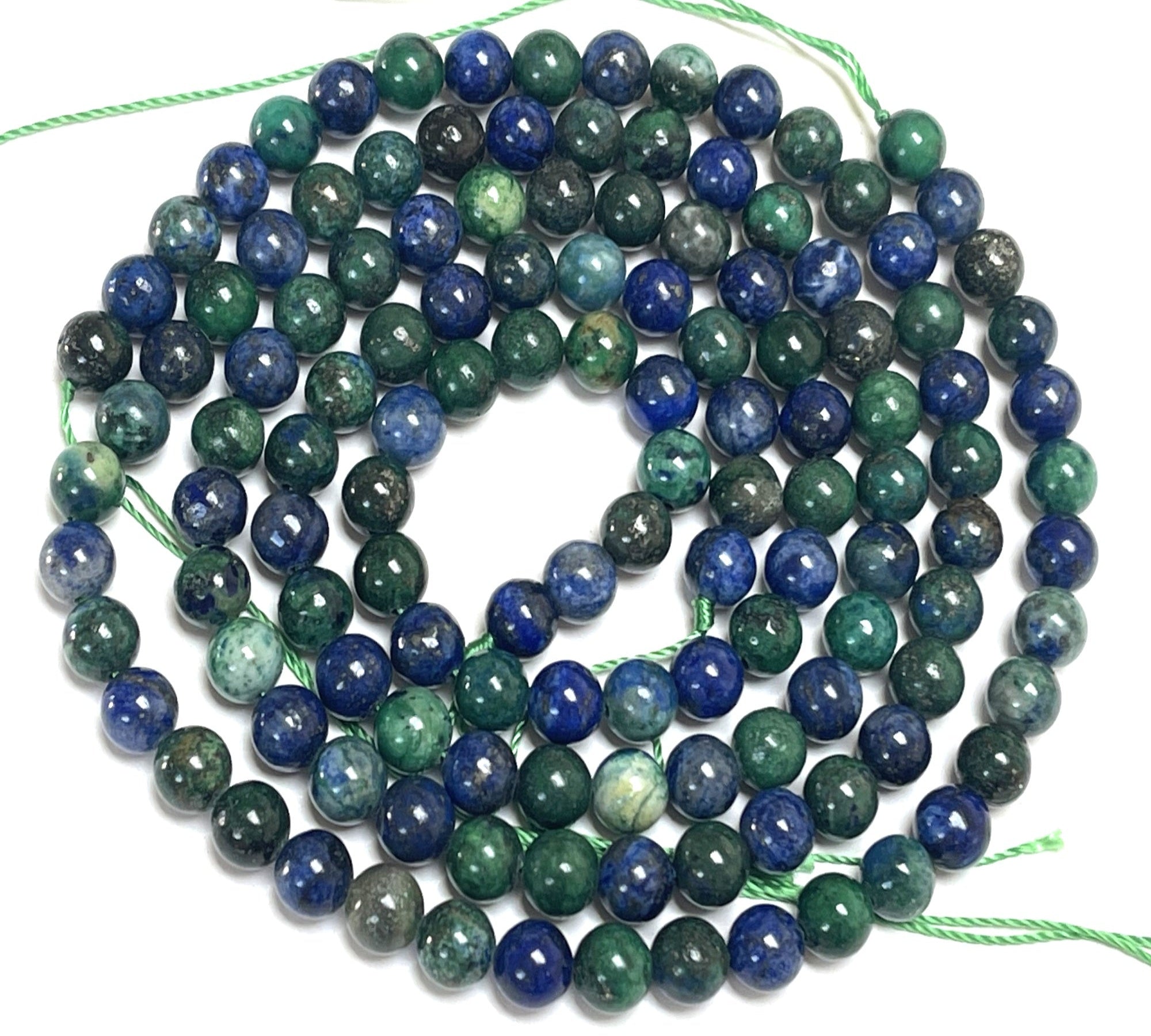 Chrysocolla Lapis Lazuli 6mm round polished beads 15.5" strand - Oz Beads 