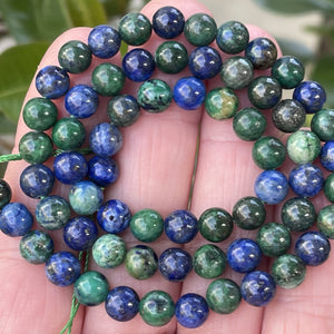 Chrysocolla Lapis Lazuli 6mm round polished beads 15.5" strand - Oz Beads 
