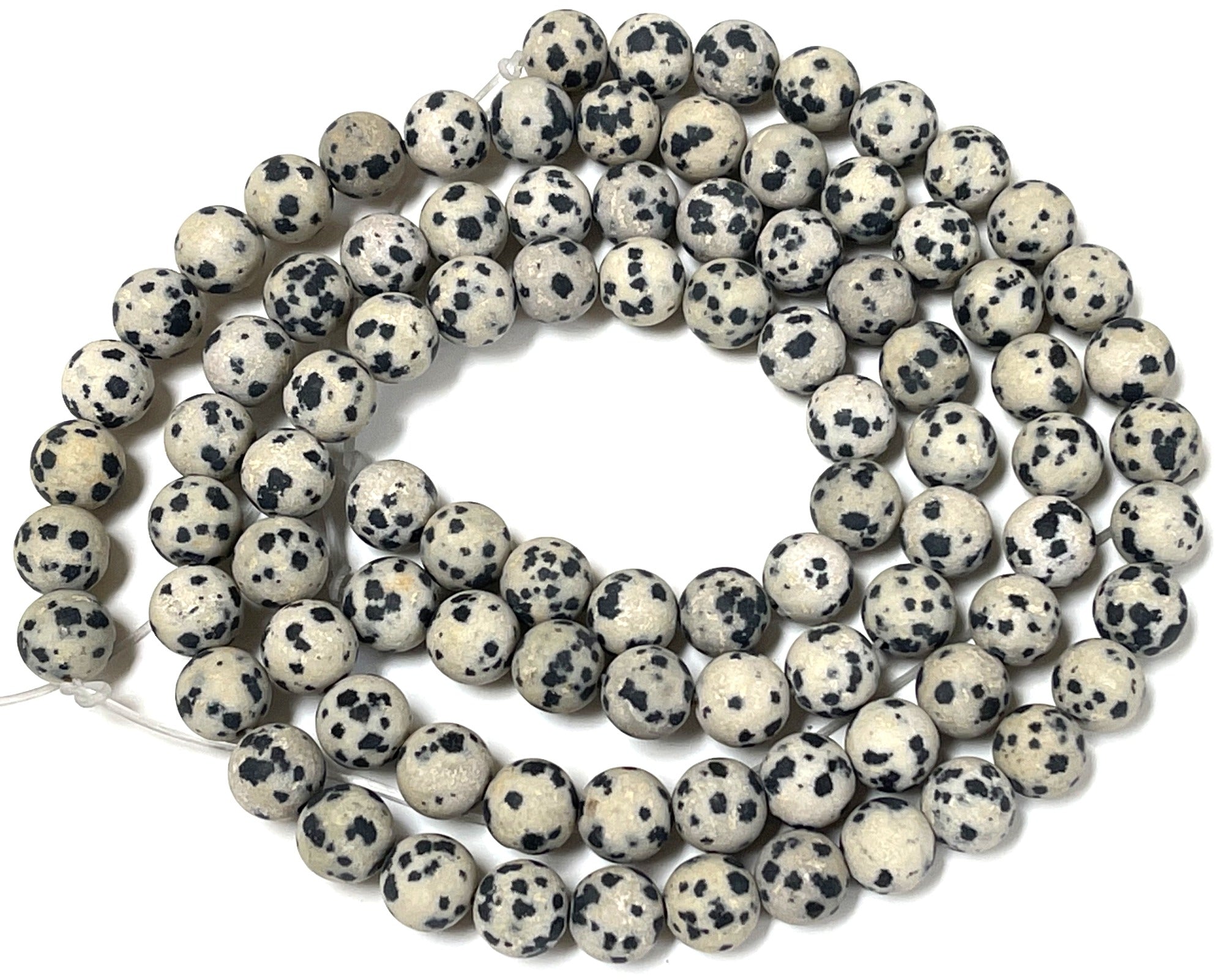 Dalmatian Jasper matte 8mm round natural gemstone beads 15" strand