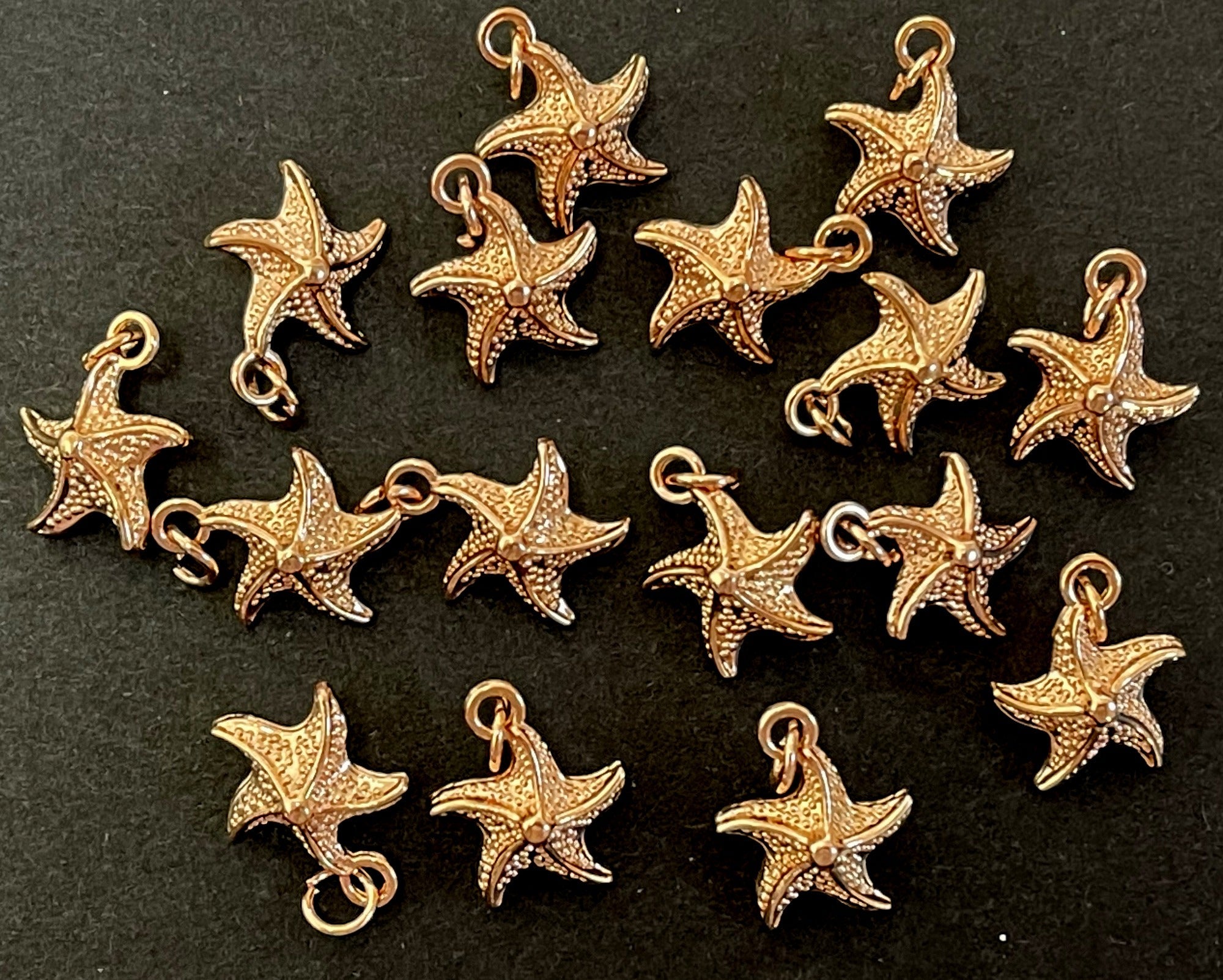 Star Fish charm 13x17mm 14K Rose Gold plated metal alloy pendant