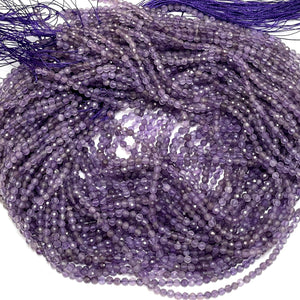 Amethyst 3mm faceted round natural gemstone beads 15.5" strand - Oz Beads 