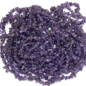 Amethyst chip beads natural gemstone chips 32" strand - Oz Beads 