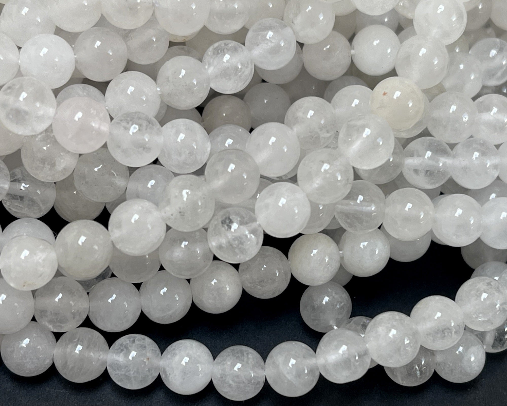 Angola White Quartz 6mm round natural crystal beads 15" strand