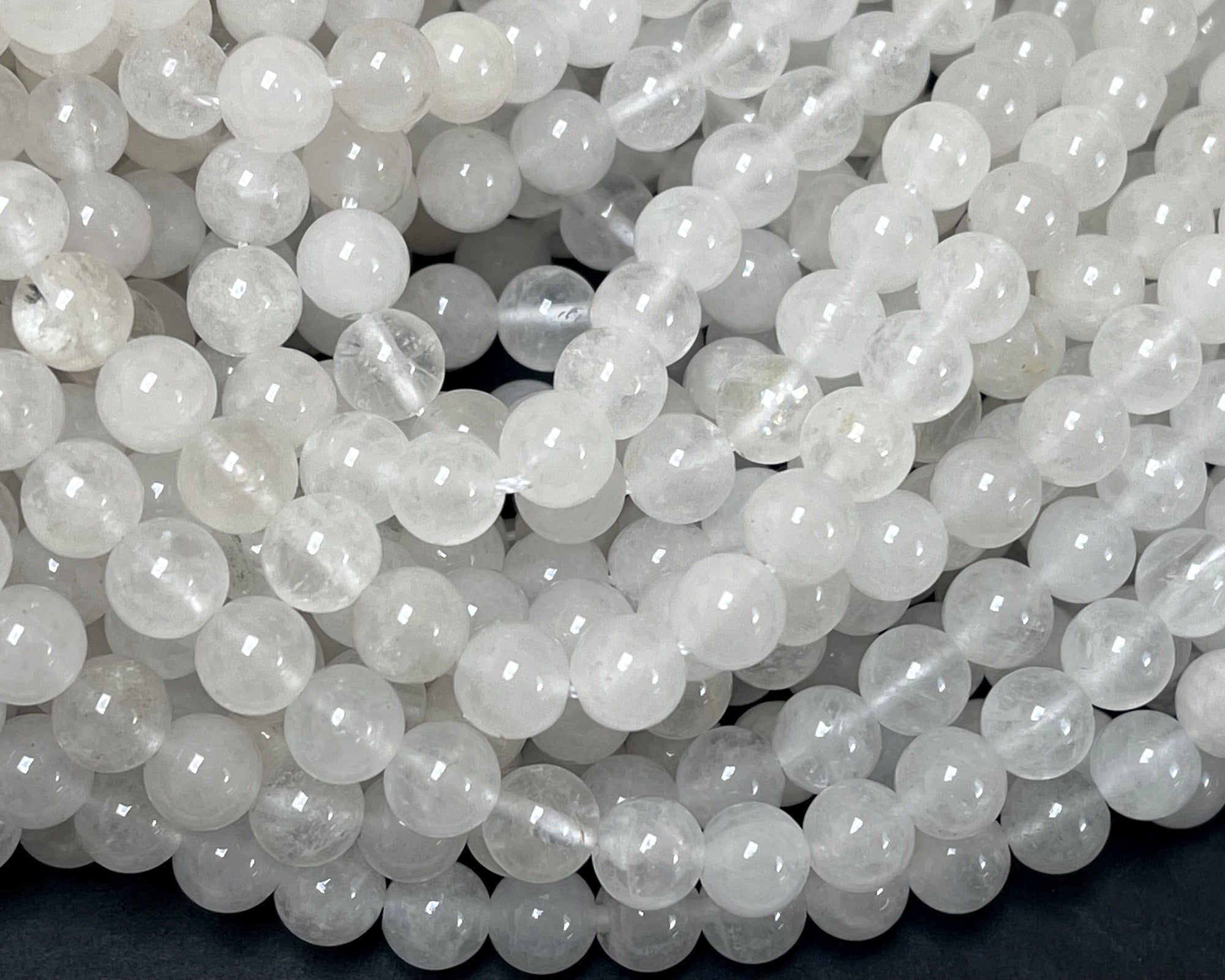 Angola White Quartz 6mm round natural crystal beads 15" strand