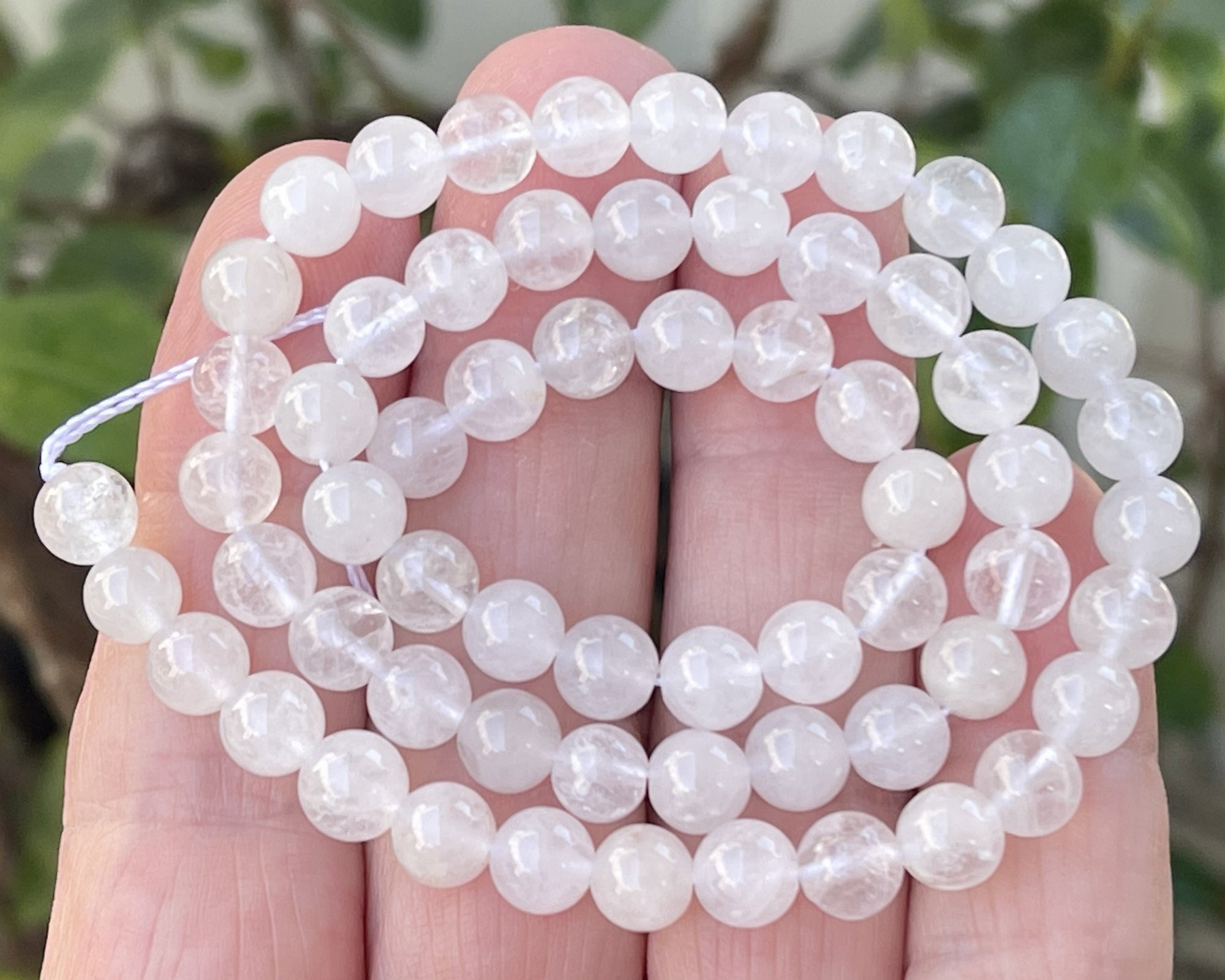Angola White Quartz 6mm round natural crystal beads 15" strand