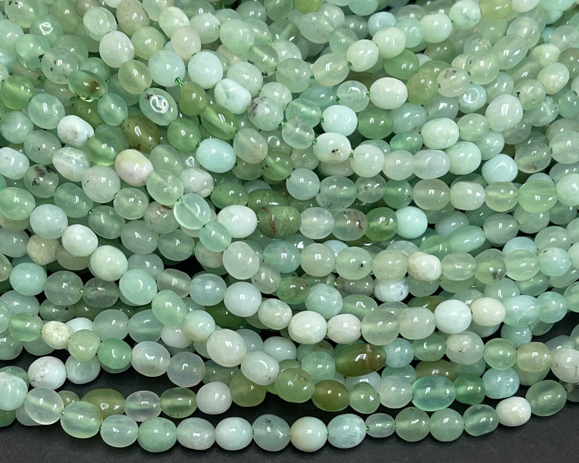 Chrysoprase 5-6mm tiny nuggets mint apple green natural gemstone beads 16" strand - Oz Beads 