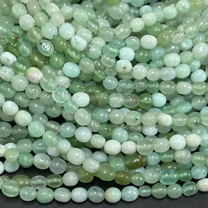 Chrysoprase 5-6mm tiny nuggets mint apple green natural gemstone beads 16" strand - Oz Beads 
