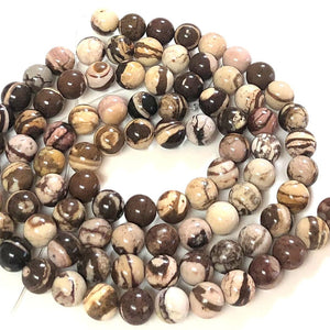 Australian Zebra Jasper 8mm round natural gemstone beads 38cm strand - Oz Beads