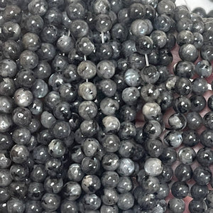 Black Labradorite Larvikite 6mm round natural gemstone beads 15" strand - Oz Beads 