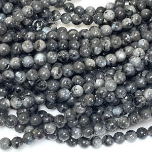 Black Labradorite Larvikite 6mm round natural gemstone beads 15" strand - Oz Beads 