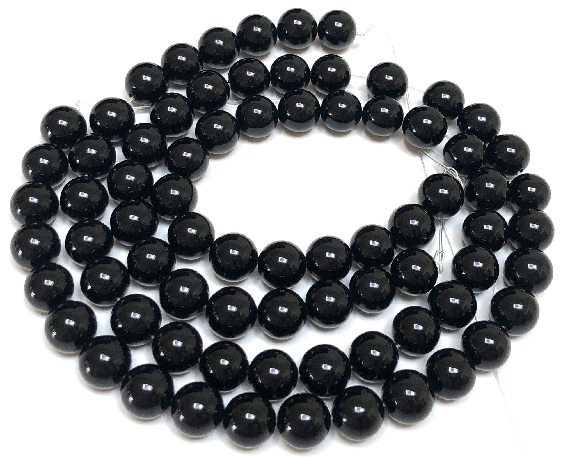 Black Onyx 10mm round polished gemstone beads 15" strand - Oz Beads 