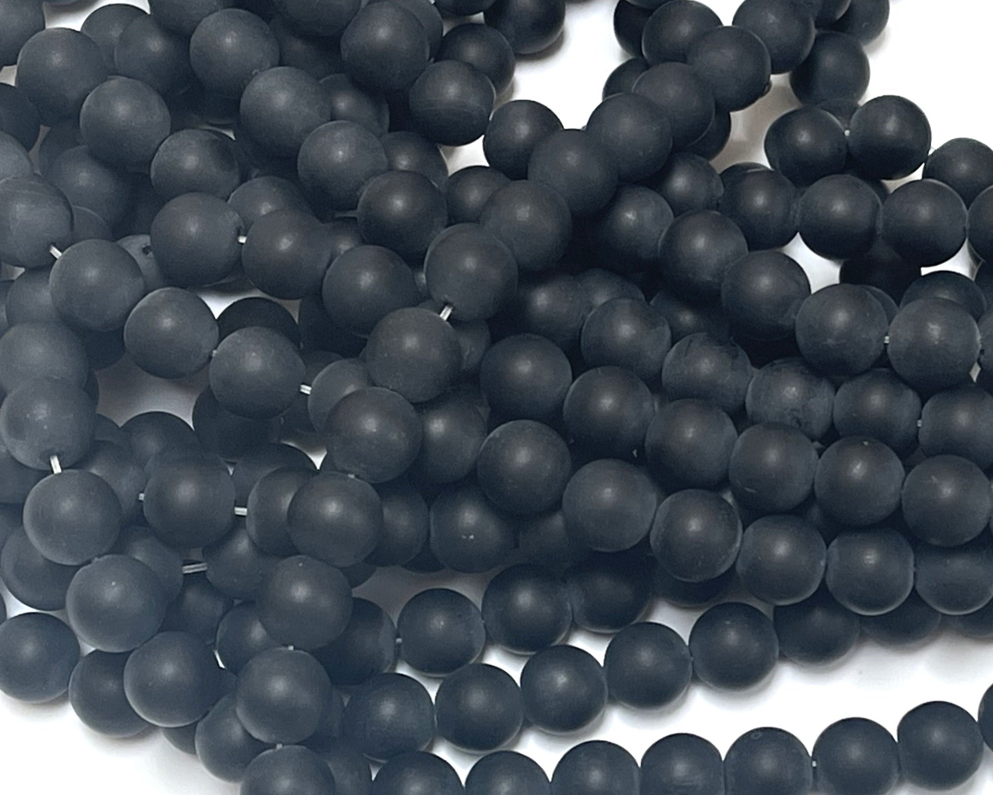 Black Onyx matte 10mm round gemstone beads 15" strand - Oz Beads 