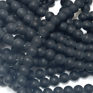Black Onyx matte 10mm round gemstone beads 15" strand - Oz Beads 