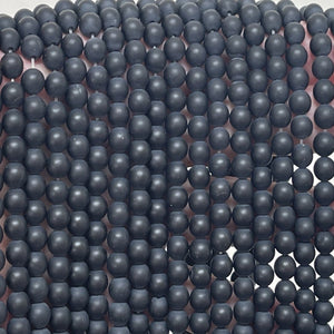 Black Onyx matte 6mm round gemstone beads 15" strand - Oz Beads 