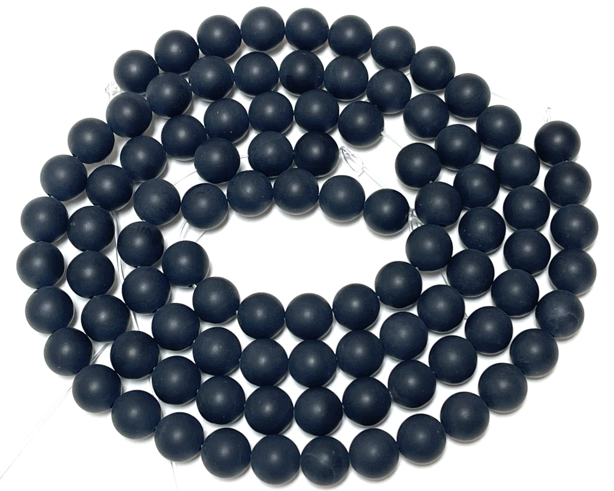 Black Onyx matte 8mm round gemstone beads 15" strand - Oz Beads 