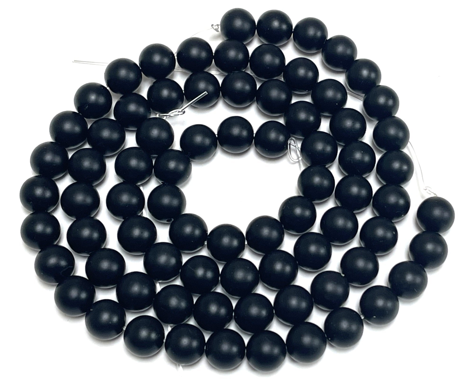 Black Onyx matte oiled 10mm round gemstone beads 15" strand - Oz Beads 