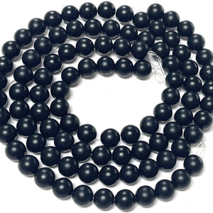 Black Onyx matte oiled 8mm round gemstone beads 15" strand - Oz Beads 