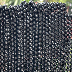 Black Tourmaline 6mm round natural gemstone beads 15.5" strand - Oz Beads 
