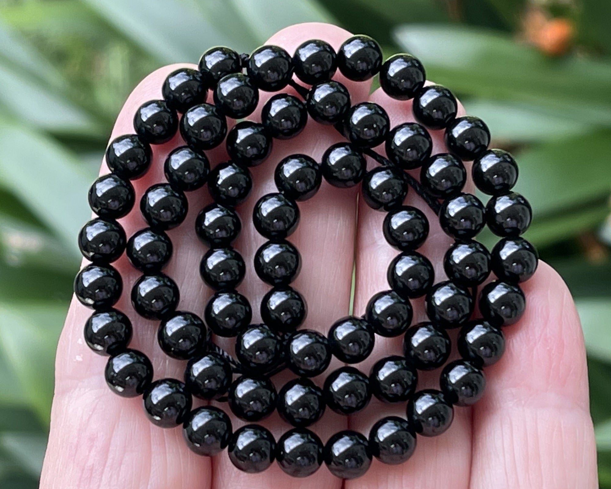 Black Tourmaline 6mm round natural gemstone beads 15.5" strand - Oz Beads 
