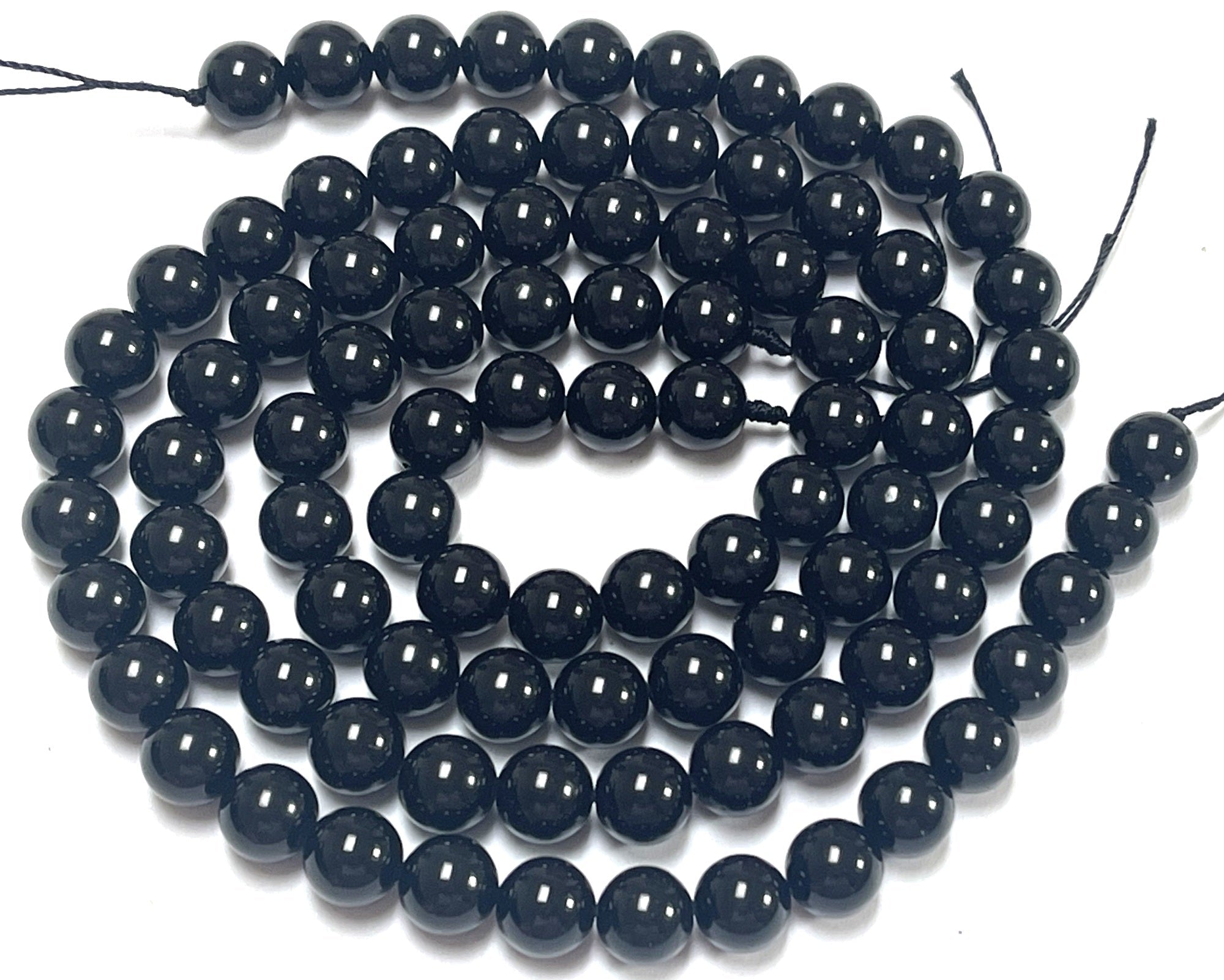 Black Tourmaline 8mm round natural gemstone beads 15.5" strand - Oz Beads 