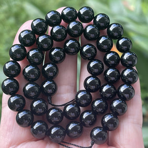 Black Tourmaline 8mm round natural gemstone beads 15.5" strand - Oz Beads 