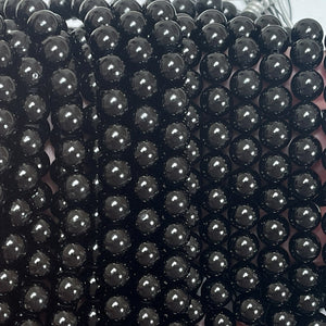 Black Tourmaline 8mm round natural gemstone beads 15.5" strand - Oz Beads 