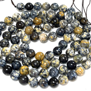 Blue Ocean Agate 8mm round natural gemstone beads 15.5" strand - Oz Beads 